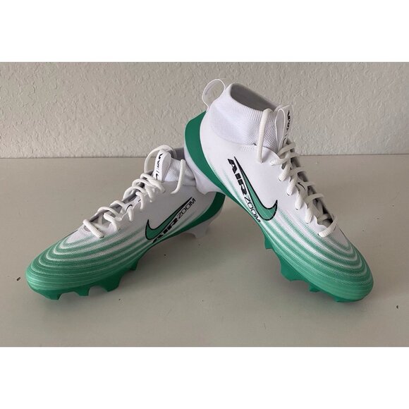 Men’s Sz 8.5 Nike Vapor Pro 1 Football Cleats HM8850-100 White Green - Picture 1 of 12